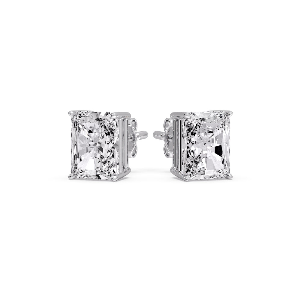 Radiant Diamond Basket Stud Earring