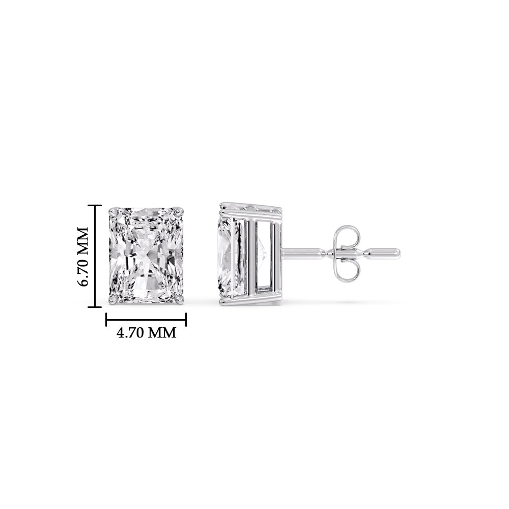 Radiant Diamond Basket Stud Earring