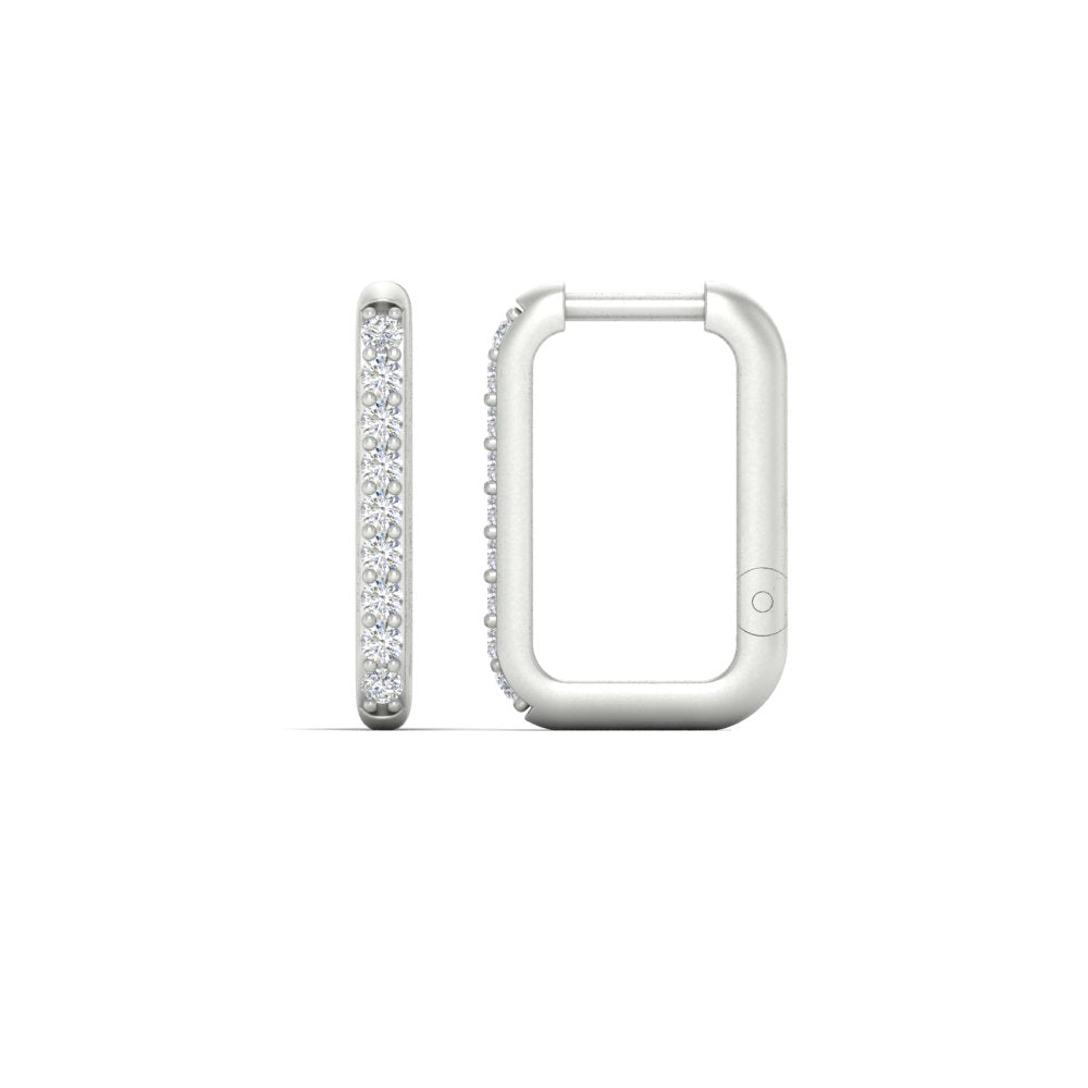 Rectangle Diamond Hoop Earring