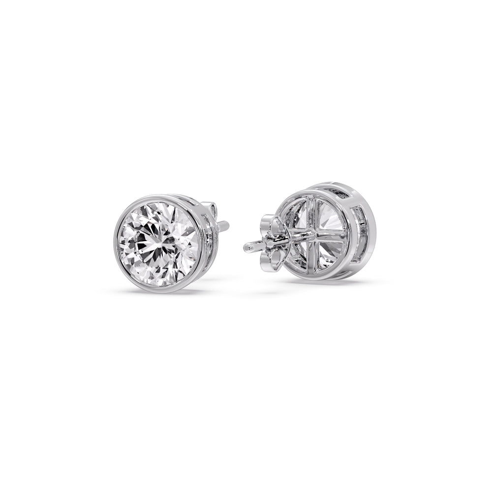 Round Cut Stud Bezel Set Earring