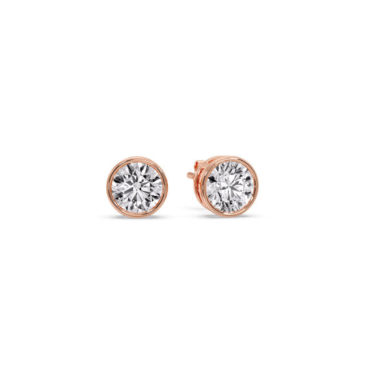 Round Cut Stud Bezel Set Earring