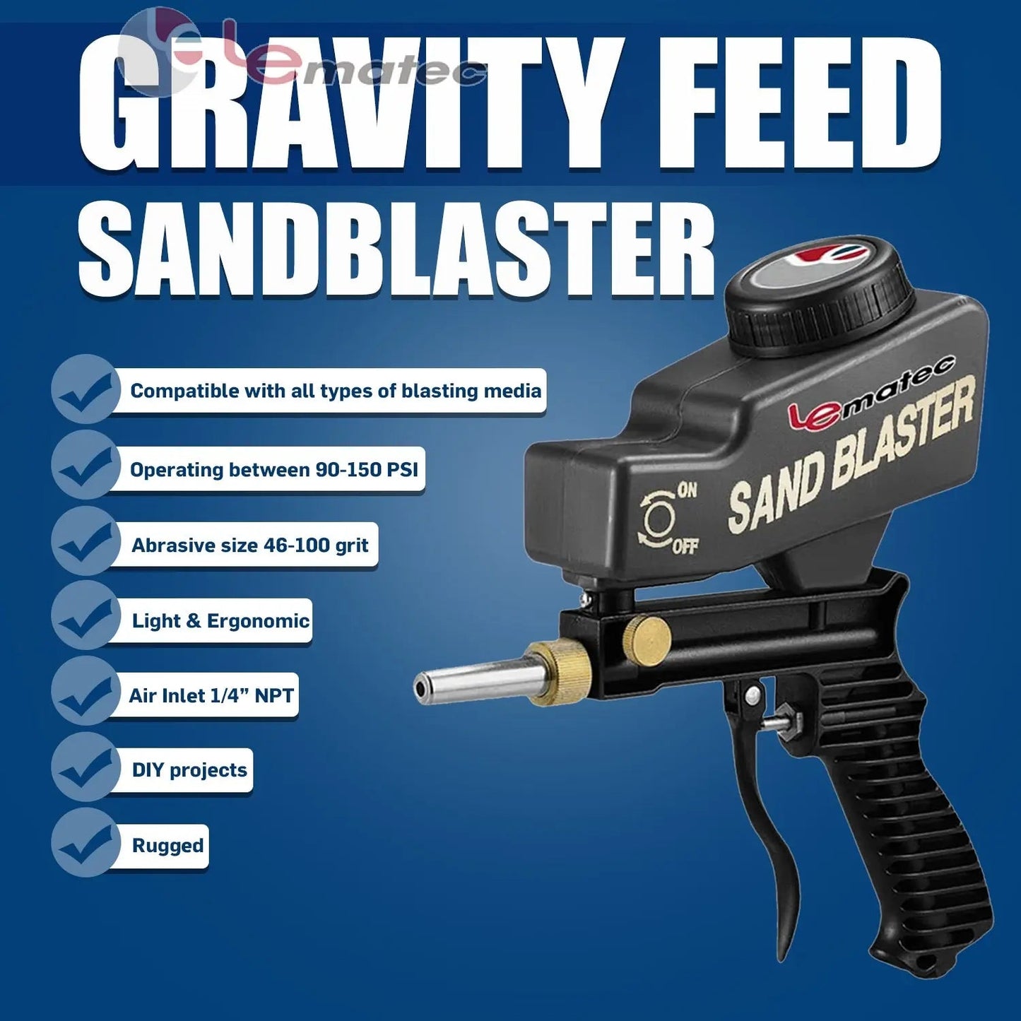 Professional Sandblaster Kit - 150 PSI Multi-Media with Control Valve