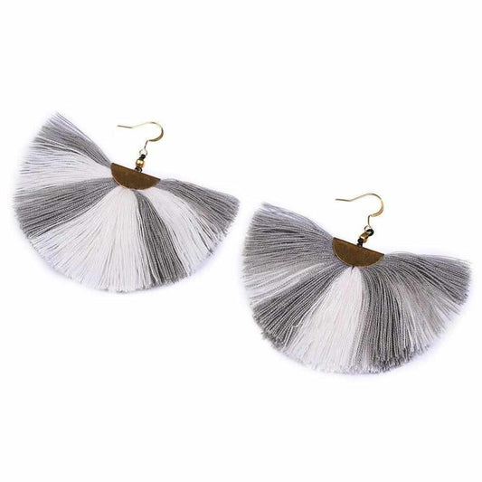 Duo Cleo Tassel Grey Earrings - Thailand