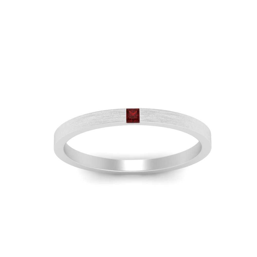 Thin Princess Cut Mens Band Ring