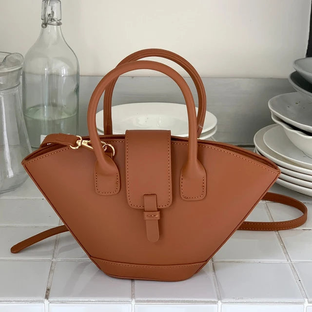 Vintage Shell Bags For Women Luxury Designer Handbags And Purses 2023 New In PU Top Handle Korean Small Shoulder Messenger Bag