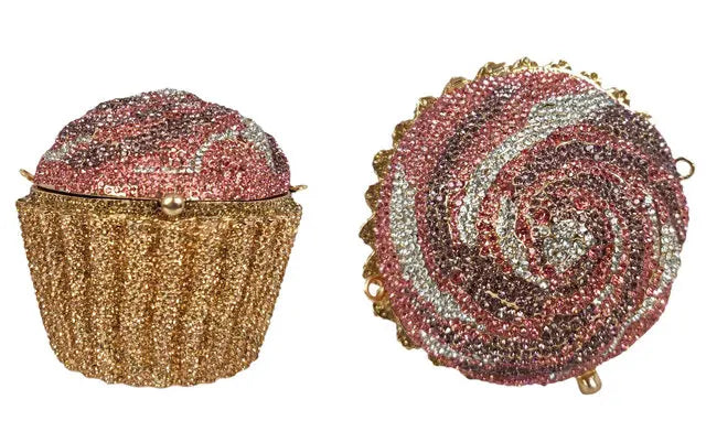 Women Blue Cupcake Evening Bag Crystal Clutch Purses Wedding Bridal Rhinestone Handbag Party Minaudiere Bag